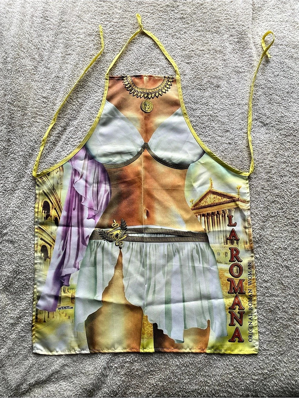 Novelty Roman Apron by Laromana | Ancient Roman Woman Whimsy Fun Cooking Apron
